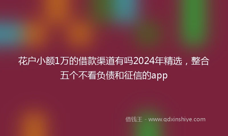 花户小额1万的借款渠道有吗2024年精选，整合五个不看负债和征信的app