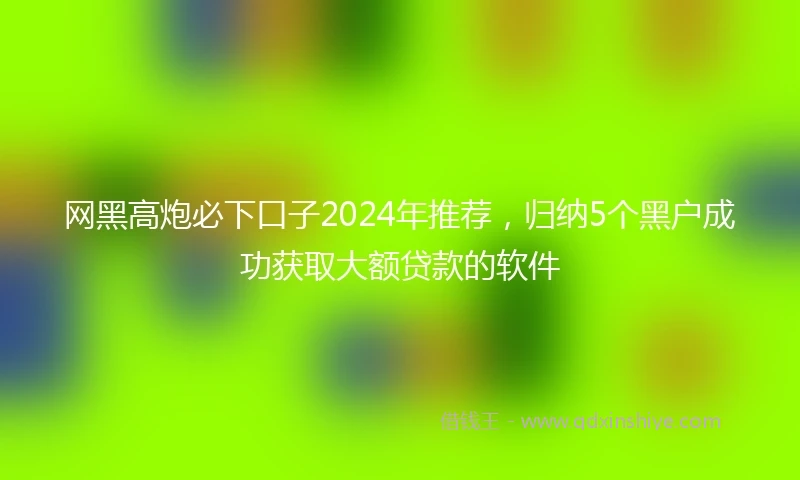 网黑高炮必下口子2024年推荐，归纳5个黑户成功获取大额贷款的软件