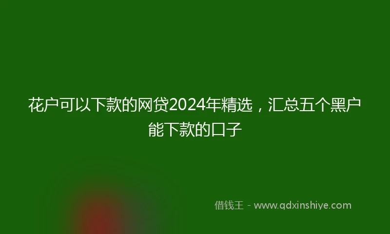 花户可以下款的网贷2024年精选，汇总五个黑户能下款的口子