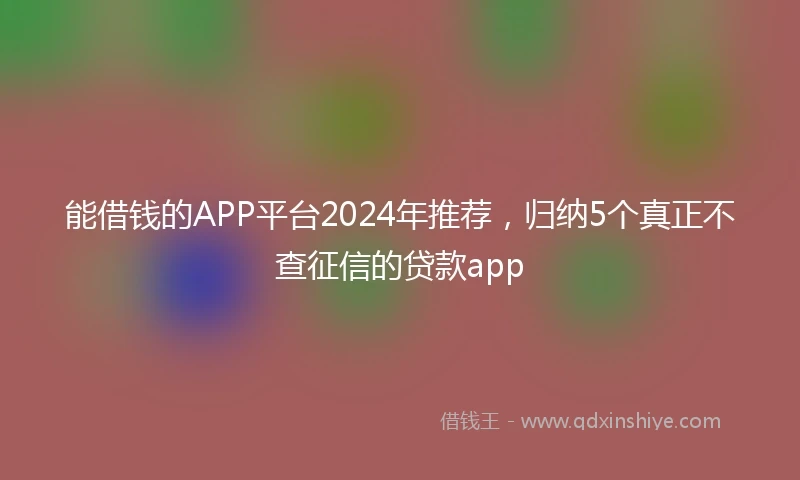 能借钱的APP平台2024年推荐，归纳5个真正不查征信的贷款app