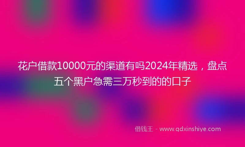 花户借款10000元的渠道有吗2024年精选，盘点五个黑户急需三万秒到的的口子