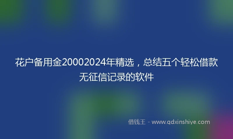 花户备用金20002024年精选，总结五个轻松借款无征信记录的软件