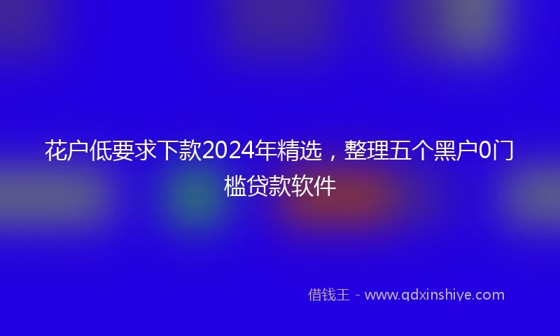花户低要求下款2024年精选，整理五个黑户0门槛贷款软件