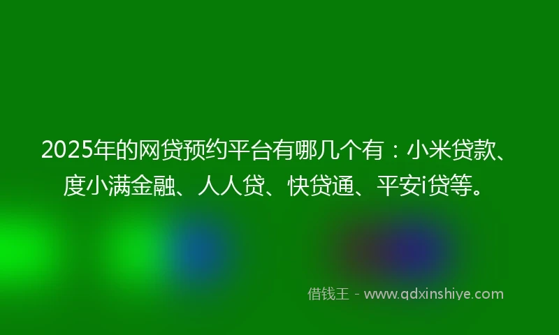 2025年的网贷预约平台有哪几个有：小米贷款、度小满金融、人人贷、快贷通、平安i贷等。