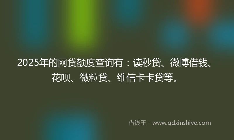 2025年的网贷额度查询有：读秒贷、微博借钱、花呗、微粒贷、维信卡卡贷等。