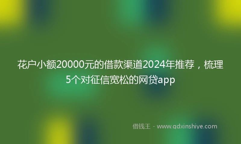 花户小额20000元的借款渠道2024年推荐，梳理5个对征信宽松的网贷app