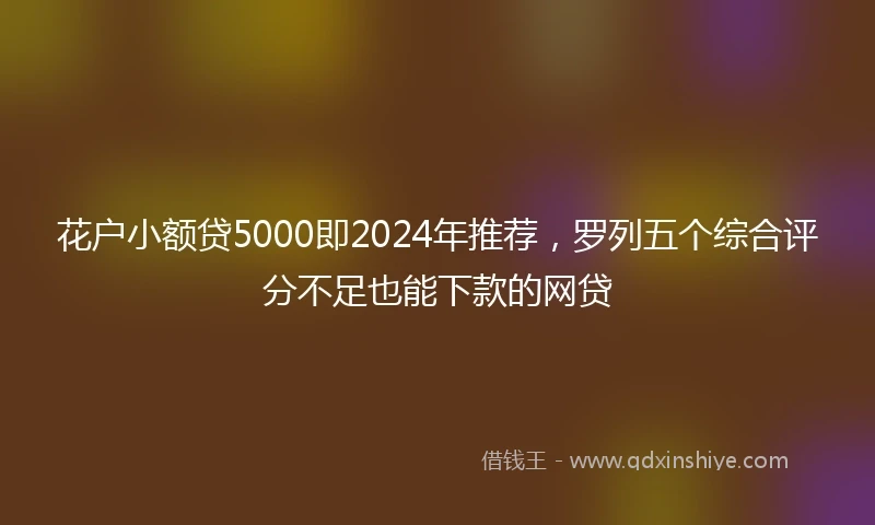 花户小额贷5000即2024年推荐,罗列五个综合评分不足也能下款的网贷