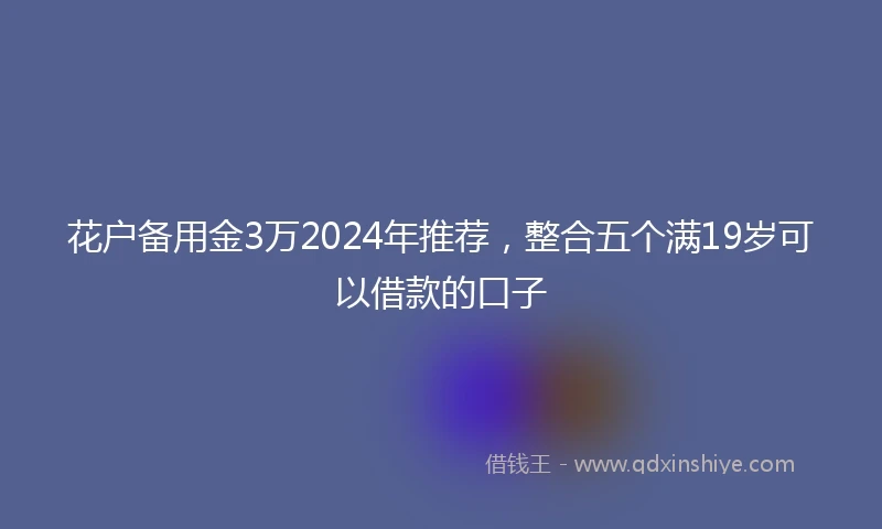 花户备用金3万2024年推荐，整合五个满19岁可以借款的口子