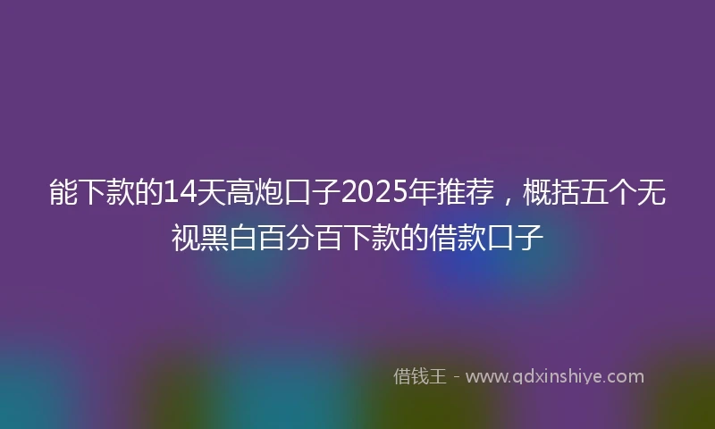 能下款的14天高炮口子2025年推荐，概括五个无视黑白百分百下款的借款口子