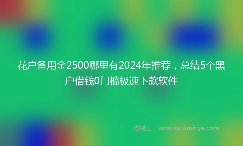 花户备用金2500哪里有2024年推荐，总结5个黑户借钱0门槛极速下款软件