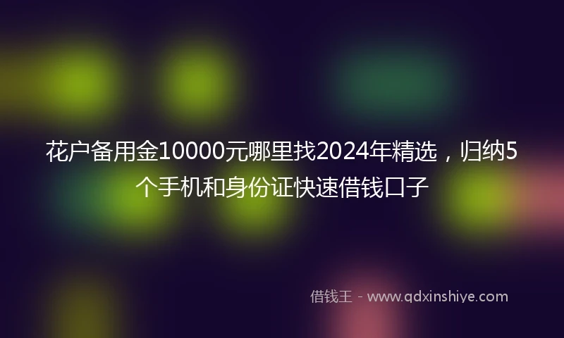 花户备用金10000元哪里找2024年精选，归纳5个手机和身份证快速借钱口子
