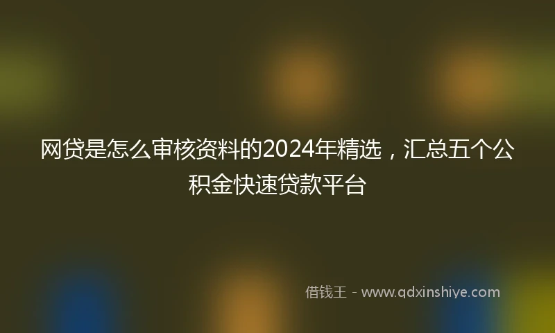 网贷是怎么审核资料的2024年精选，汇总五个公积金快速贷款平台