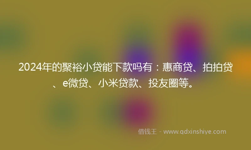2024年的聚裕小贷能下款吗有：惠商贷、拍拍贷、e微贷、小米贷款、投友圈等。