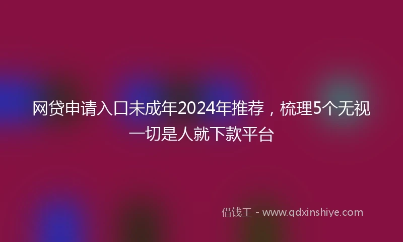 网贷申请入口未成年2024年推荐，梳理5个无视一切是人就下款平台