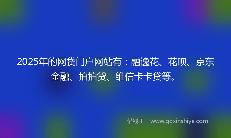 2025年的网贷门户网站有：融逸花、花呗、京东金融、拍拍贷、维信卡卡贷等。