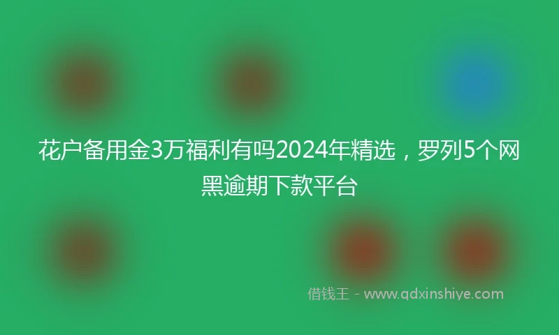花户备用金3万福利有吗2024年精选，罗列5个网黑逾期下款平台