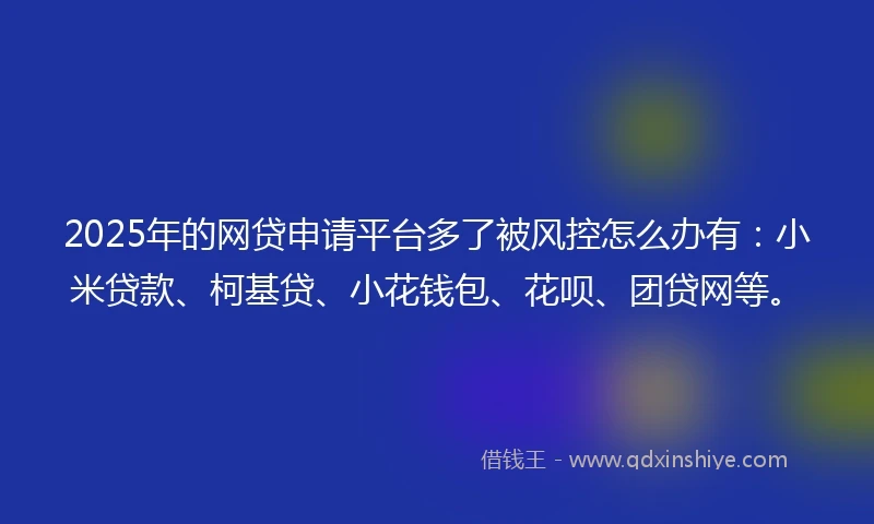 2025年的网贷申请平台多了被风控怎么办有：小米贷款、柯基贷、小花钱包、花呗、团贷网等。