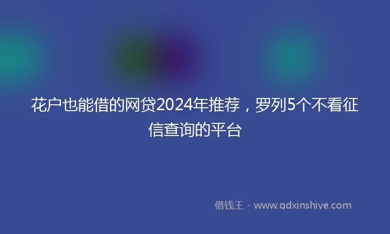 花户也能借的网贷2024年推荐，罗列5个不看征信查询的平台