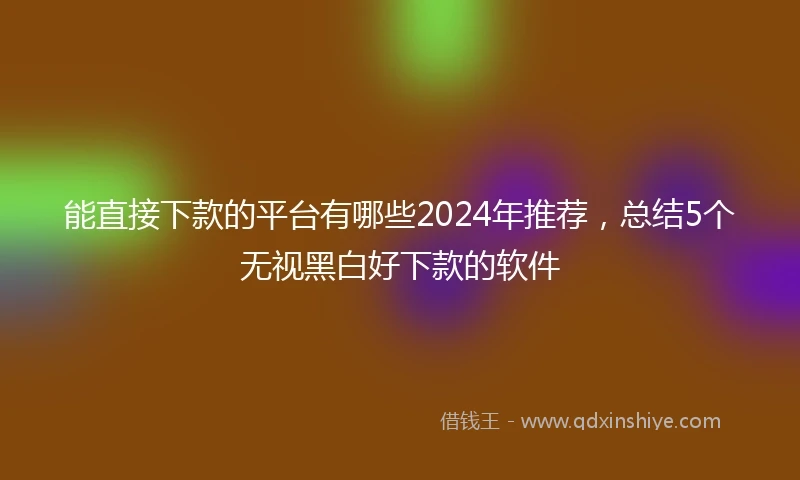 能直接下款的平台有哪些2024年推荐,总结5个无视黑白好下款的软件