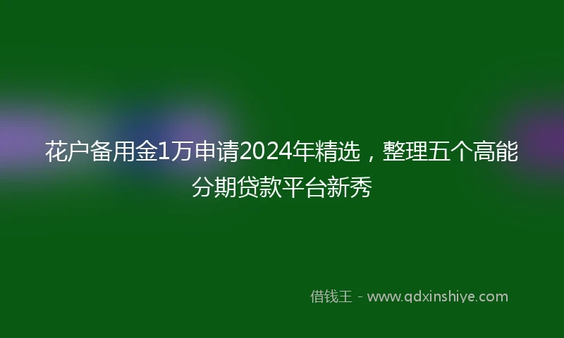 花户备用金1万申请2024年精选，整理五个高能分期贷款平台新秀