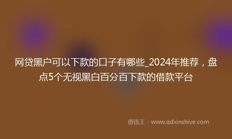 网贷黑户可以下款的口子有哪些_2024年推荐，盘点5个无视黑白百分百下款的借款平台