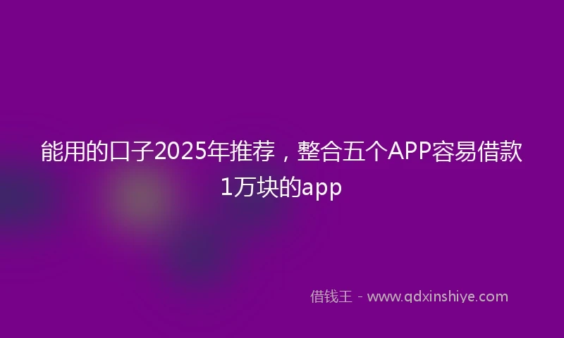 能用的口子2025年推荐，整合五个APP容易借款1万块的app