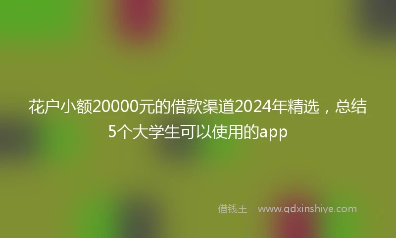花户小额20000元的借款渠道2024年精选，总结5个大学生可以使用的app
