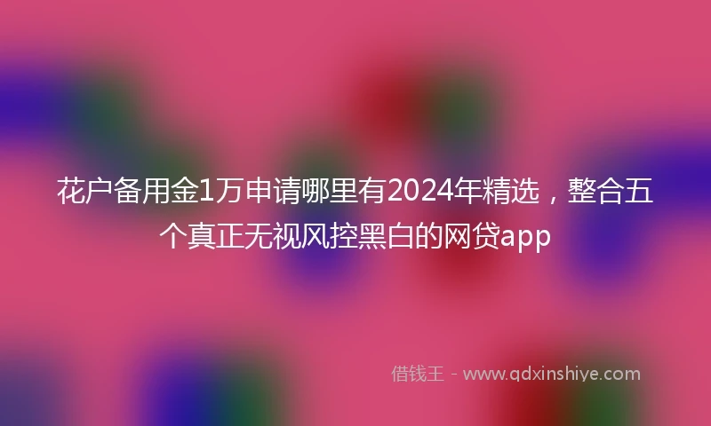 花户备用金1万申请哪里有2024年精选，整合五个真正无视风控黑白的网贷app