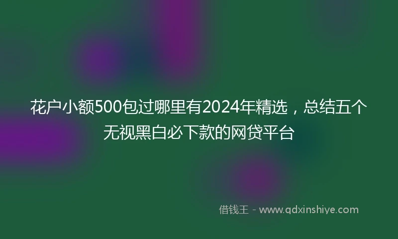 花户小额500包过哪里有2024年精选，总结五个无视黑白必下款的网贷平台