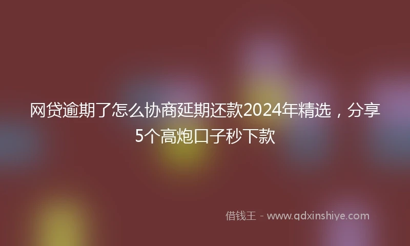 网贷逾期了怎么协商延期还款2024年精选，分享5个高炮口子秒下款