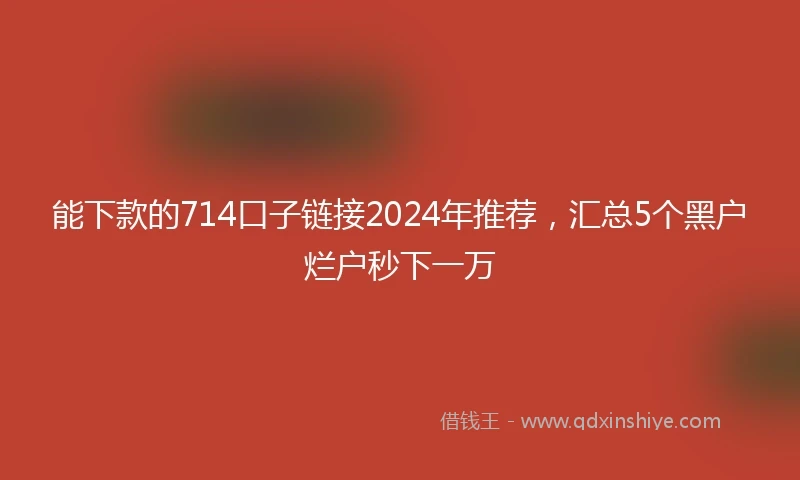能下款的714口子链接2024年推荐，汇总5个黑户烂户秒下一万