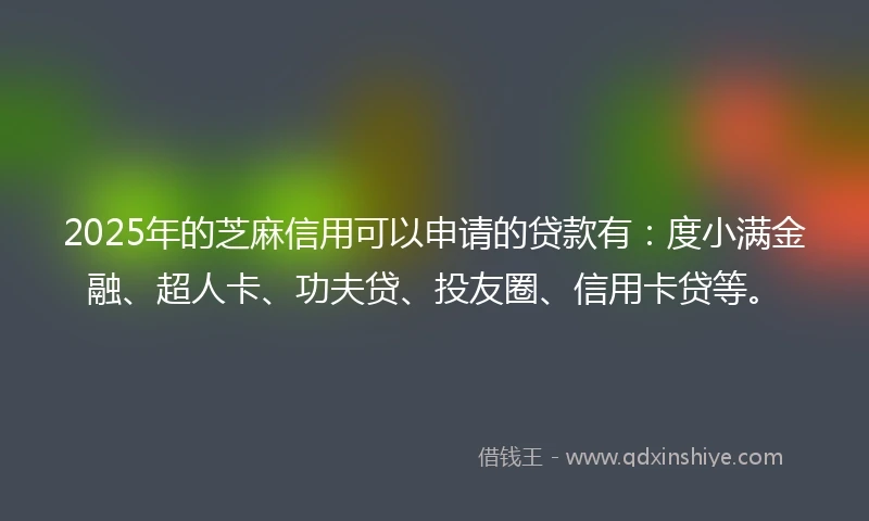 2025年的芝麻信用可以申请的贷款有：度小满金融、超人卡、功夫贷、投友圈、信用卡贷等。