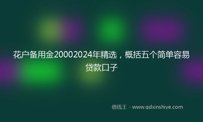 花户备用金20002024年精选，概括五个简单容易贷款口子