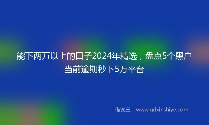 能下两万以上的口子2024年精选，盘点5个黑户当前逾期秒下5万平台