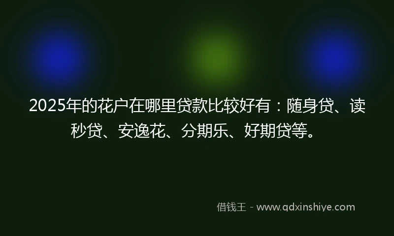 2025年的花户在哪里贷款比较好有：随身贷、读秒贷、安逸花、分期乐、好期贷等。