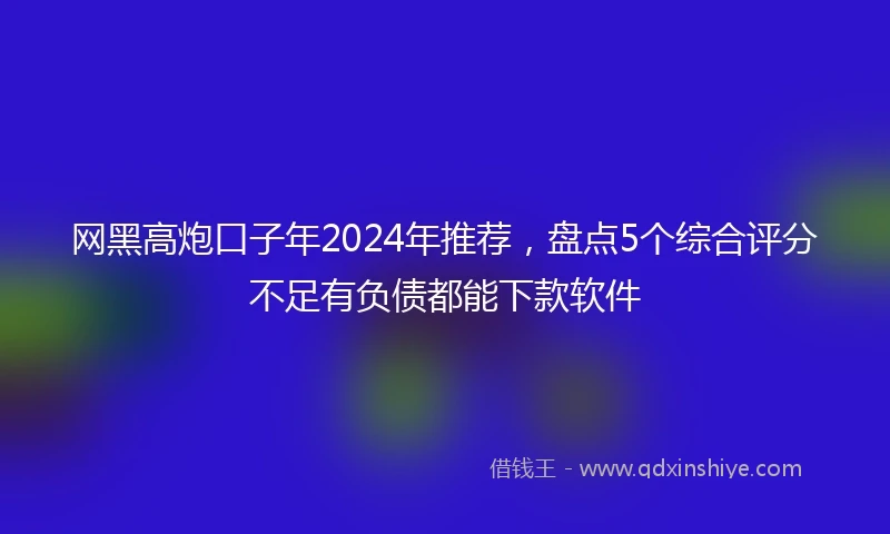 网黑高炮口子年2024年推荐，盘点5个综合评分不足有负债都能下款软件