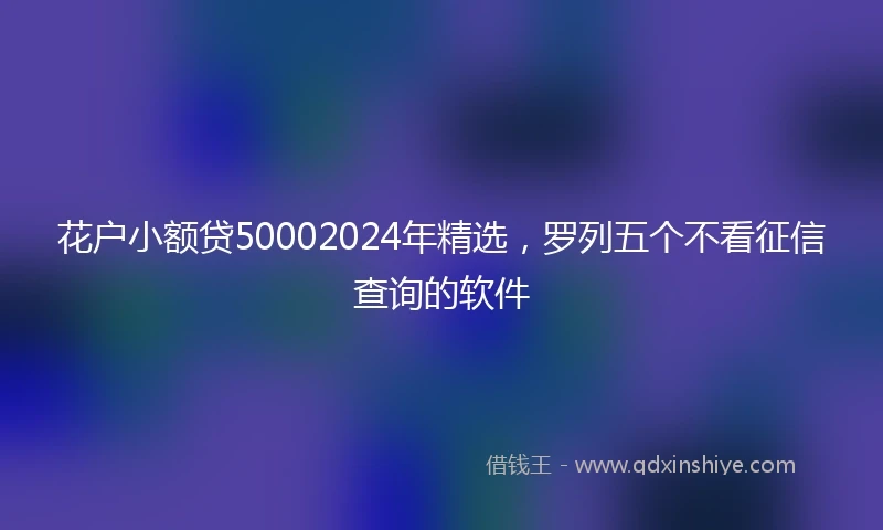 花户小额贷50002024年精选，罗列五个不看征信查询的软件