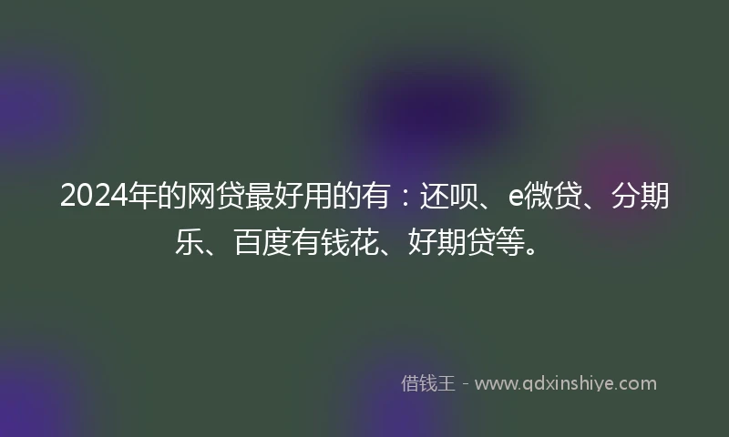2024年的网贷最好用的有：还呗、e微贷、分期乐、百度有钱花、好期贷等。