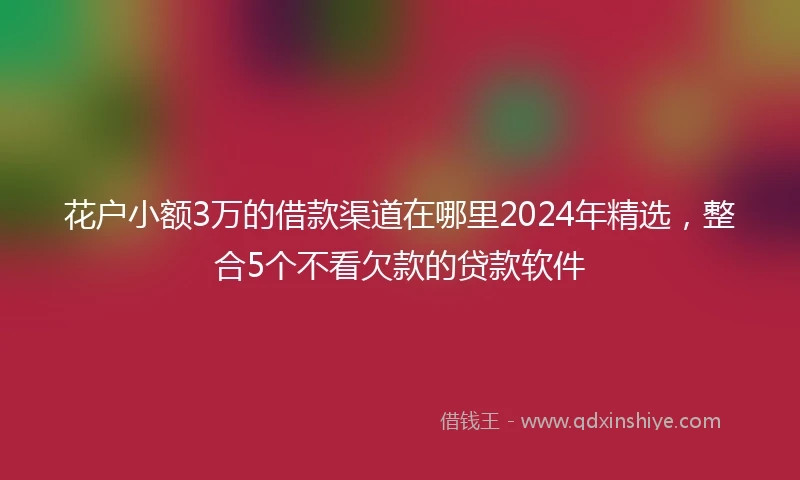 花户小额3万的借款渠道在哪里2024年精选，整合5个不看欠款的贷款软件