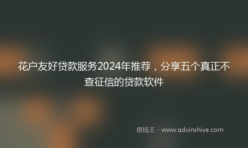 花户友好贷款服务2024年推荐，分享五个真正不查征信的贷款软件