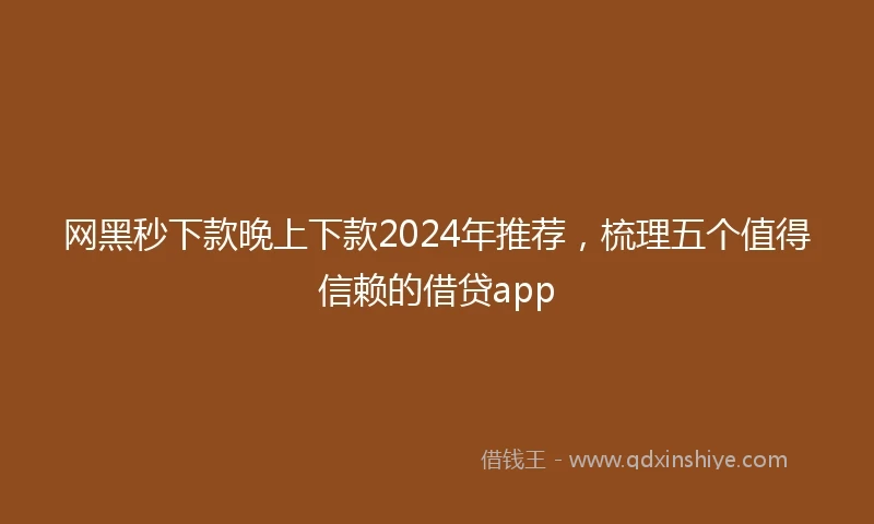 网黑秒下款晚上下款2024年推荐，梳理五个值得信赖的借贷app