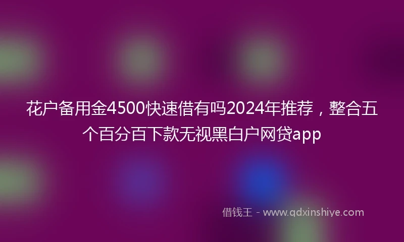花户备用金4500快速借有吗2024年推荐，整合五个百分百下款无视黑白户网贷app
