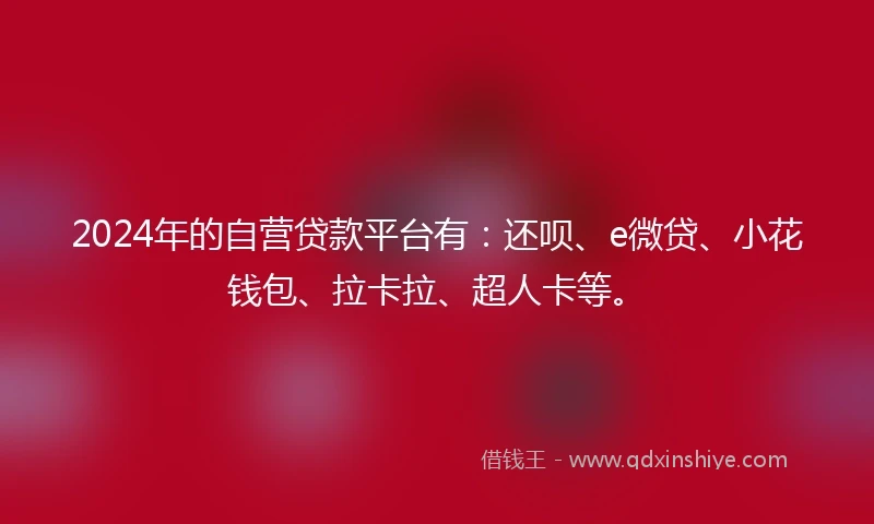 2024年的自营贷款平台有：还呗、e微贷、小花钱包、拉卡拉、超人卡等。