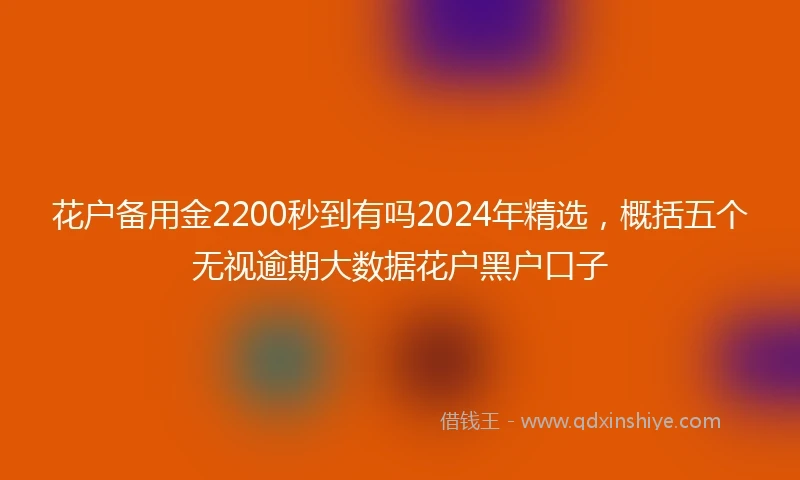 花户备用金2200秒到有吗2024年精选,概括五个无视逾期大数据花户黑户口子
