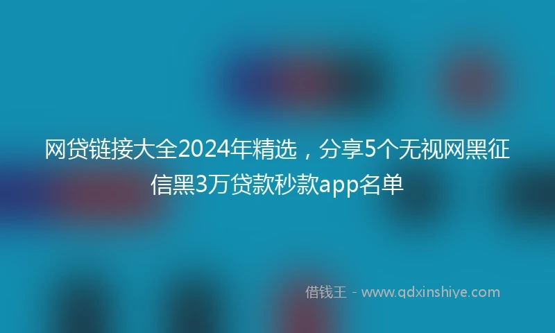 网贷链接大全2024年精选，分享5个无视网黑征信黑3万贷款秒款app名单