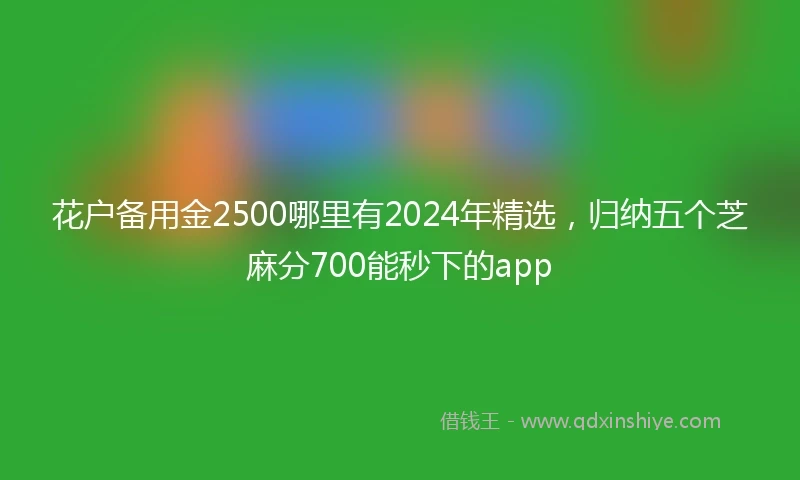 花户备用金2500哪里有2024年精选，归纳五个芝麻分700能秒下的app