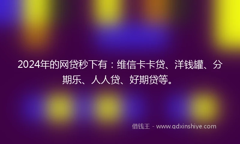 2024年的网贷秒下有：维信卡卡贷、洋钱罐、分期乐、人人贷、好期贷等。
