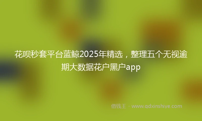 花呗秒套平台蓝鲸2025年精选，整理五个无视逾期大数据花户黑户app