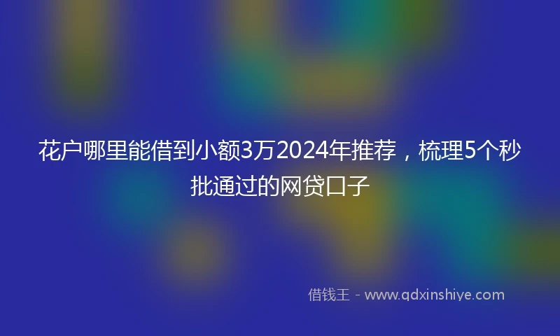 花户哪里能借到小额3万2024年推荐，梳理5个秒批通过的网贷口子