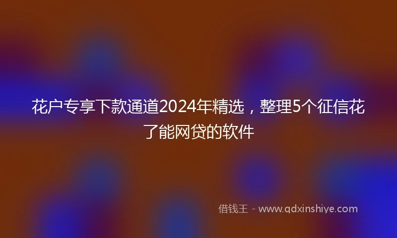 花户专享下款通道2024年精选，整理5个征信花了能网贷的软件